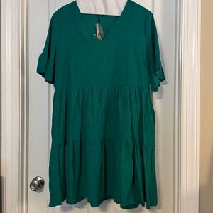 Fancyinn Teal V-Neck Dress